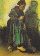 Vincent Van Gogh Peasant woman , sweeping the floor painting